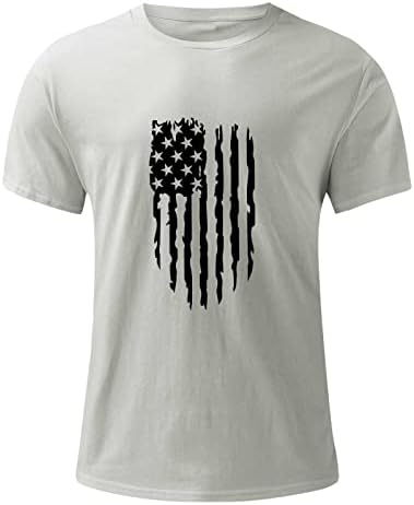 lcepcy вертикално американско знаме за знаме за мажи, маички со кратки ракави на вратот на екипажот, четврти јули графички маички