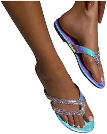 Анивуд сандали за жени облечени, 2021 модни модни кристални сандали на летни плажа Сандали отворени пети жени сандали