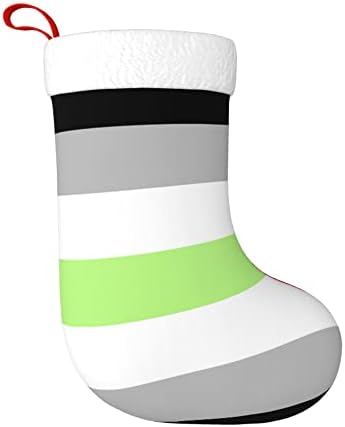 QG ZZX Божиќни чорапи со бело супер меко кафушка манжетна Агенда за гордост знаме Божиќни чорапи Божиќни украси порибување