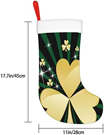 Аугенски Божиќни чорапи Зелени зраци Златен Шамрок двострано камин што виси чорапи