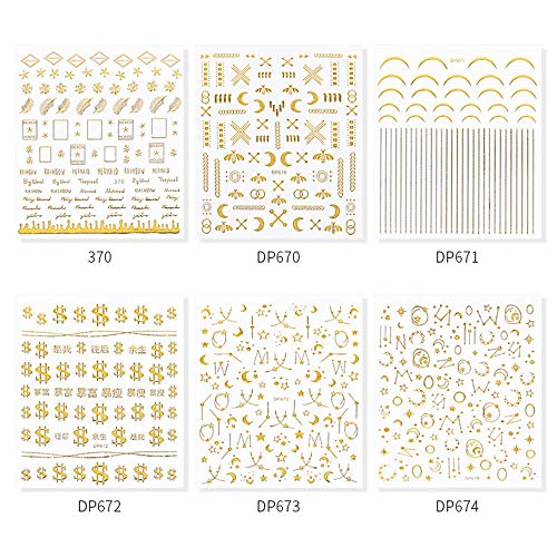 Ѕвезда Ноктите Уметност Налепници Налепници 3Д Злато Самолепливи Ноктите Налепници 6 листови Луксузни Ноктите Уметност Материјали