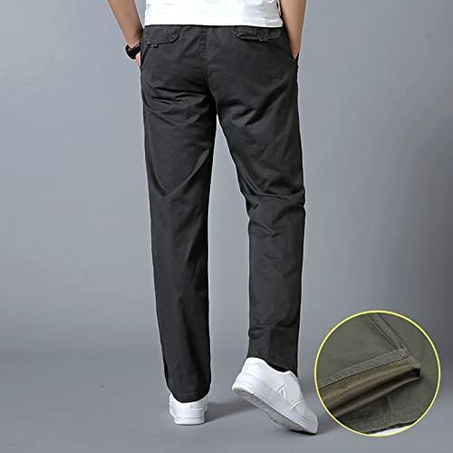 Духен карго панталони мажи мажи моден обичен лабав памук плус големина џеб чипка на панталони задебелување во целост