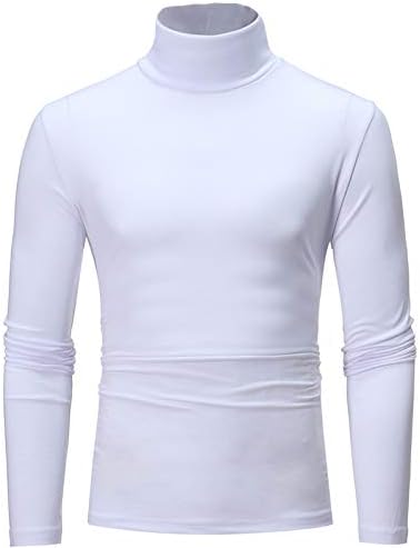 Zdfer Men's Turtleneck Pullover Sweatshirt, долги ракави со цврста боја кошули се протегаат тенок вклопување на врвот џемпер за мажи нови