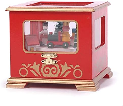 Wpyyi бела, црвена форма на воз Божиќна дрвена музичка кутија кутија за складирање кутија дома декорација свадба роденден