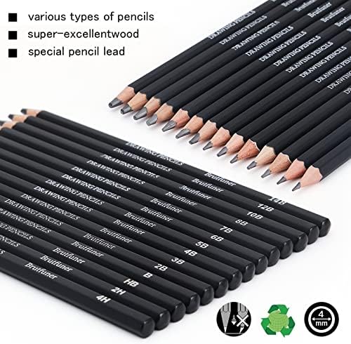 Сет за скицирање на молив за професионално цртање на Yuancheng - 14 парчиња цртање моливи 14b, 12b, 10b, 8b, 7b, 6b, 5b, 4b, 3b, 2b, b, hb,