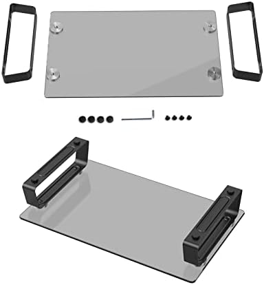 Кахои кален стаклен компјутерски монитор штанд, мулти -медиумски десктоп штанд со метална основа, за рамни екрани, ЛЦД/ЛЕР ТВ, монитор, лаптоп, тетратка, печатачи, 15,3
