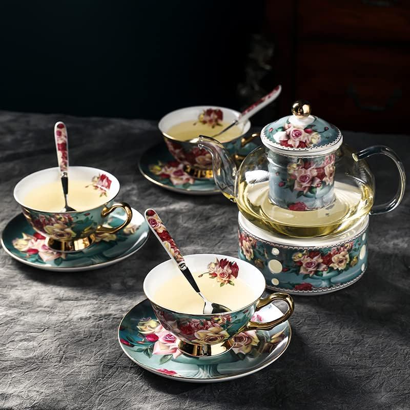 Британски ретро керамички кафе садови кафе чаши со чинија лажица сет Божиќ кригла коска чај чаши чаши кафе сет