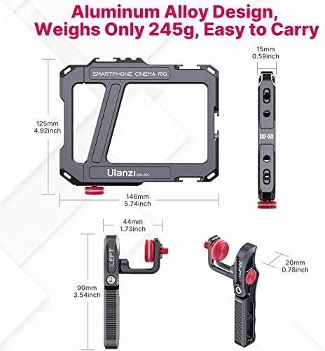 Плоча за брзо ослободување на камерата Ulanzi F38 W 1/4 до 3/8 нишка за завртки + улланзи смартфон видео лажица со рачки