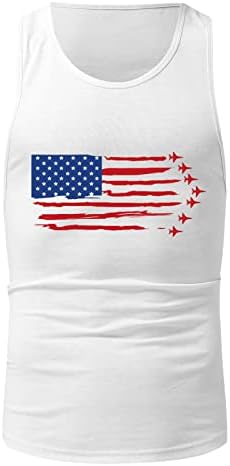 Денот на независноста на џијабинг мажи летен резервоар врвот дише со голема големина на обична маица без ракави без ракави маица со знаме