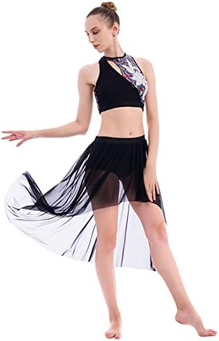 Одасдо жени 2 парчиња лирски костум за танцување Возрасни модерни современи современи танцувачки облеки за продолжение