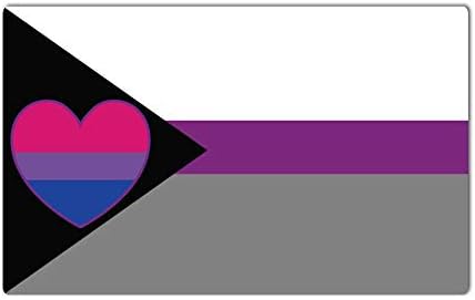 Деми -сексуални ЛГБТ бисексуално знаме на ДЕМ -сексуално ЛГБТ - 4 -инчен целосна боја винил декларација за внатрешна или надворешна
