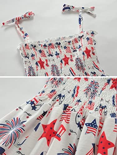 ТКРИЈА 4 -ти јули јули облекување облека облека Девојки летни облеки на американско знаме фустани