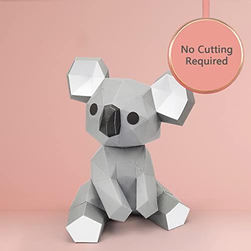 Wll-dp коала форма без модел на хартија за сечење DIY скулптура Креативна хартија трофеј геометриска декорација на домови 3Д оригами