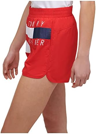 Томи Хилфигер Спорт жени шарени кратки обични шорцеви црвени XL
