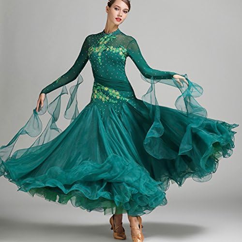 Womenените мулти бои Дијамантски монтирани Исклучителни декорации, раб, светлечки фустани за валцер, стандарден фустан за сала за сал
