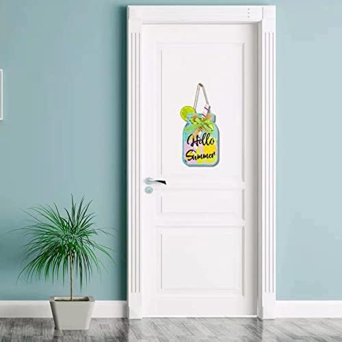 Anlionye лимонада летни украси од влезната врата виси, лимон asonидарска тегла дрвена табла добредојдена знак плакета со висечка жица