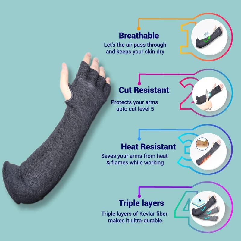 Стелт -вклопување направено со ракави на Kevlar - исечени отпорни ракави - чувари на рака - Заштитни ракави за раце | Половина прст |
