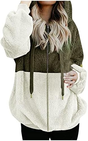 Foviguo подуени палта за жени, деловни влечења за дами обична зима плус големина со долги ракави нејасни влезови