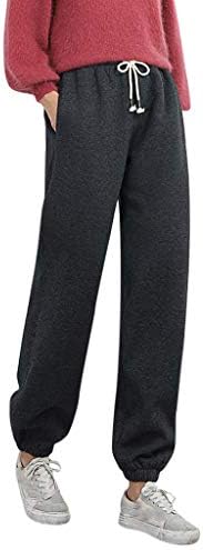 Женски руно џемпери топли буги панталони меки удобни лабави зимски дебели кашмир џогери панталони со високи панталони со половината
