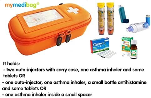 Изолирана тврда кутија MyMedibag - Стандарден случај - торба за лекови за алергија и астма - многу видлива и забележлива во случај на вонредна