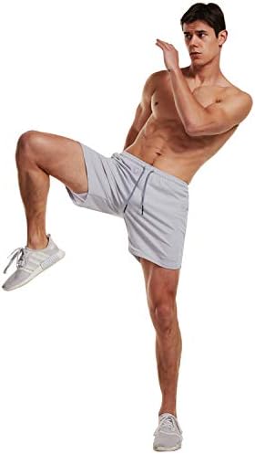 FlyFirefly Mean's 2-во-1 тренингот што работи шорцеви 7 лесна тежина за теретана јога за обука на кратки панталони