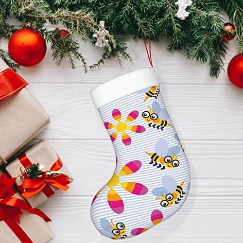 Божиќни чорапи на Аугенстер Смешно сончоглед на пчели Симпатична двострана камин што виси чорапи