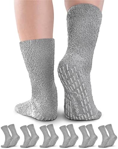 Пембрук нејасни чорапи со занарчани за жени и мажи - 6 пара не -лизгачки чорапи / без лизгачки нејасни чорапи