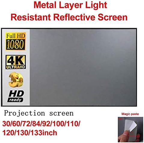 LHLLHL 4: 3 Преносен екран на проекторот Метал слој отпорен на светло-филм, рефлективен екран на екранот за преклопување на проектот 60-100inch