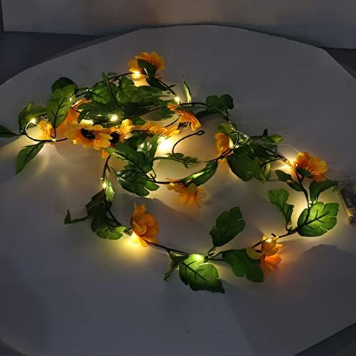 PLPLAAOO 3 парчиња Сончоглед Сончогледни светла, 7,8ft 20 LED батерии напојувани самовили за свадба во затворена спална соба за одмор