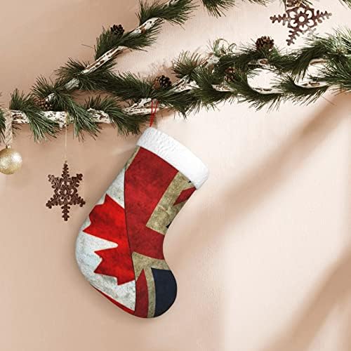 QG ZZX Канада Велика Британија Британско знаме Божиќно порибување Божиќни чорапи камин виси чорап 18 инчи Декорација на одмор