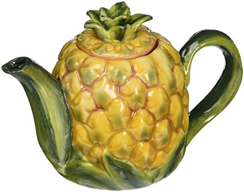 CG 10334 Дизајн на облик на жолт ананас со лисја чајник колекционерски