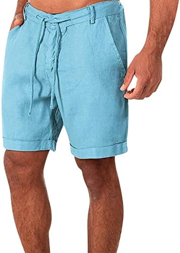 Машки карго -шорцеви од YmoSRH памучни постелнина случајни лабави шорцеви пижами џебни џогирање шорцеви панталони големи и високи кратки