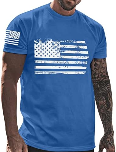 Патриотски кошули за мажи, Американски патриотски знаме машки кошули, машка патриотска маица Краток ракав на 4 -ти јули маици маички