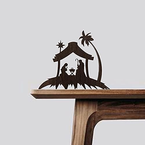 Постави за рожби на Ишине за Божиќ во затворен простор, рачно изработени скулптури, дрвени nacimientos navideños фигури поставени само стабилно породување