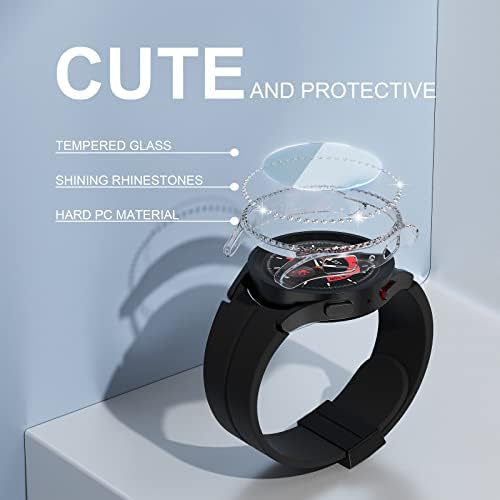 Номио за Samsung Galaxy Watch 5 Bling Case со заштитник на екранот 40мм 44мм часовник 5 Pro 45mm, анти-гребење на дијамантски покритие,