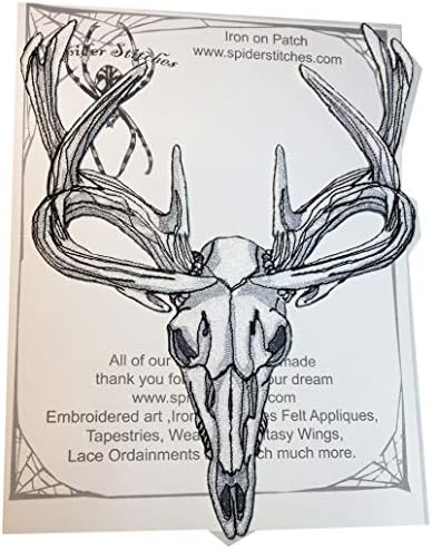 Белиот елен Стег череп Огромен злобен лепенка железо на лепенка или шиење на паган Панк Готски готски лов на лов на лов на лов