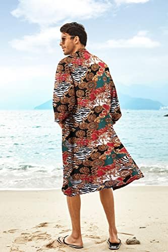 Coofandy Машка лесна кимоно облечена јакна за облека, печатена јапонски стил бањи, обичен отворен предниот кардигански палто за надворешна