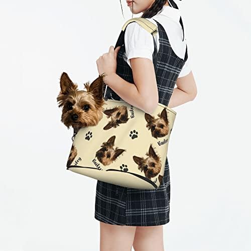 Прилагодено милениче носач, торба за носач на мачки за кучиња, персонализирана торба за носач со куче и име - повеќебојно преклопување на кученцето