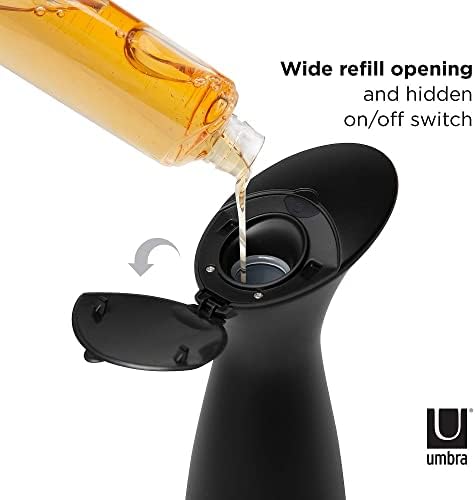 Umbra Otto Automatic Soap Dispenser без допир, без раце пумпа за кујна или бања, 8,5 мл, црна боја