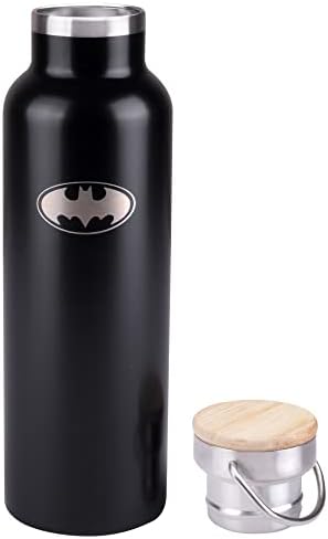 Бетмен изолирано шише со вода од не'рѓосувачки челик, 20oz - за вода, кафе и повеќе - црни термос со дизајн на сигнал за лилјаци - Подарок