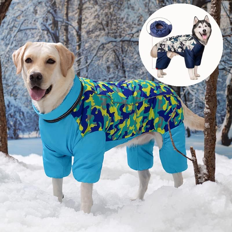 Големи јакни за кучиња водоотпорни кучиња облека топло руно милениче палто рефлексивно кученце скокање лабрадор костуми морнарица сина