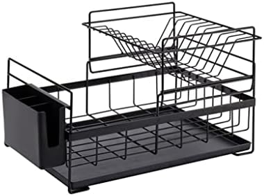TDDGG решетката за сушење на садови со дренажа од кујнски светлосни кујнски лесни за прибор за складирање на организатор за домашно црно бело