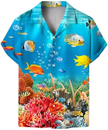 2023 година Нова машка лабава лабава цветна печатена плажа Хавајски краток ракав копче надолу со фустани Длабока облека