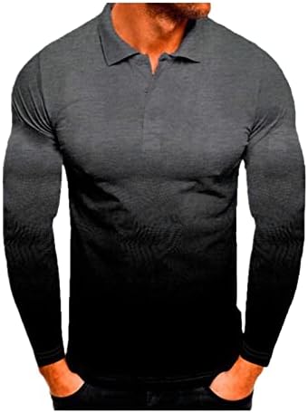 Машки долги ракави Поло кошули лесни удобни кошули за голф лапел јака редовно вклопување облечен обичен тренинг маички врвови