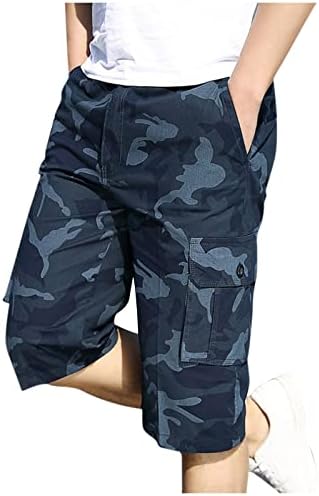 Карго шорцеви мажи, машка летна обична фитнес боди -билдинг печатена џебна спортска шорцеви