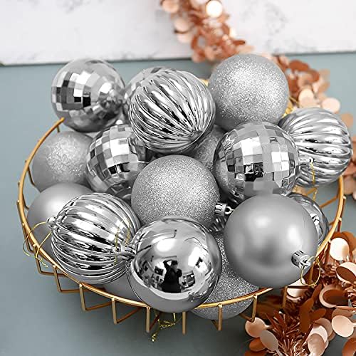 Сребрени Божиќни украси за Божиќно дрво - 34CT 2,36 Божиќни украси за Божиќни топка, расипани пластични божиќни украси топки, висат топки за новогодишни