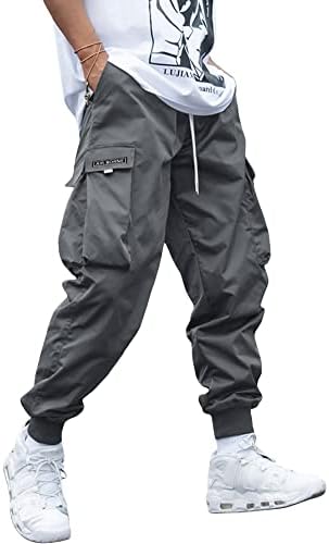 Машка машка џеб за џеб, еластична половината, графички улични карго панталони