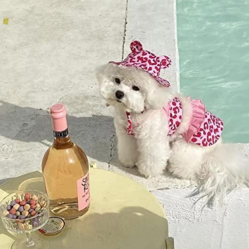 Мујаопет леопард куче бикини плажа за капење со капа за кучиња за пливање кученце за капење костум лето облека за миленичиња мачки костуми за мало