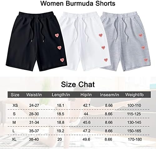 Mosuska Womens Bermuda Suth Shorts Еластична половината 8 Атлетски шорцеви со влечење со џебови летни шорцеви за жени