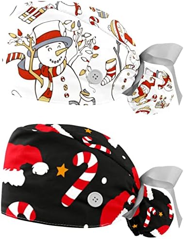 2 парчиња Божиќна медицинска сестра за снежници капачиња жени со долга коса прилагодлива вратоврска на черепот со една големина